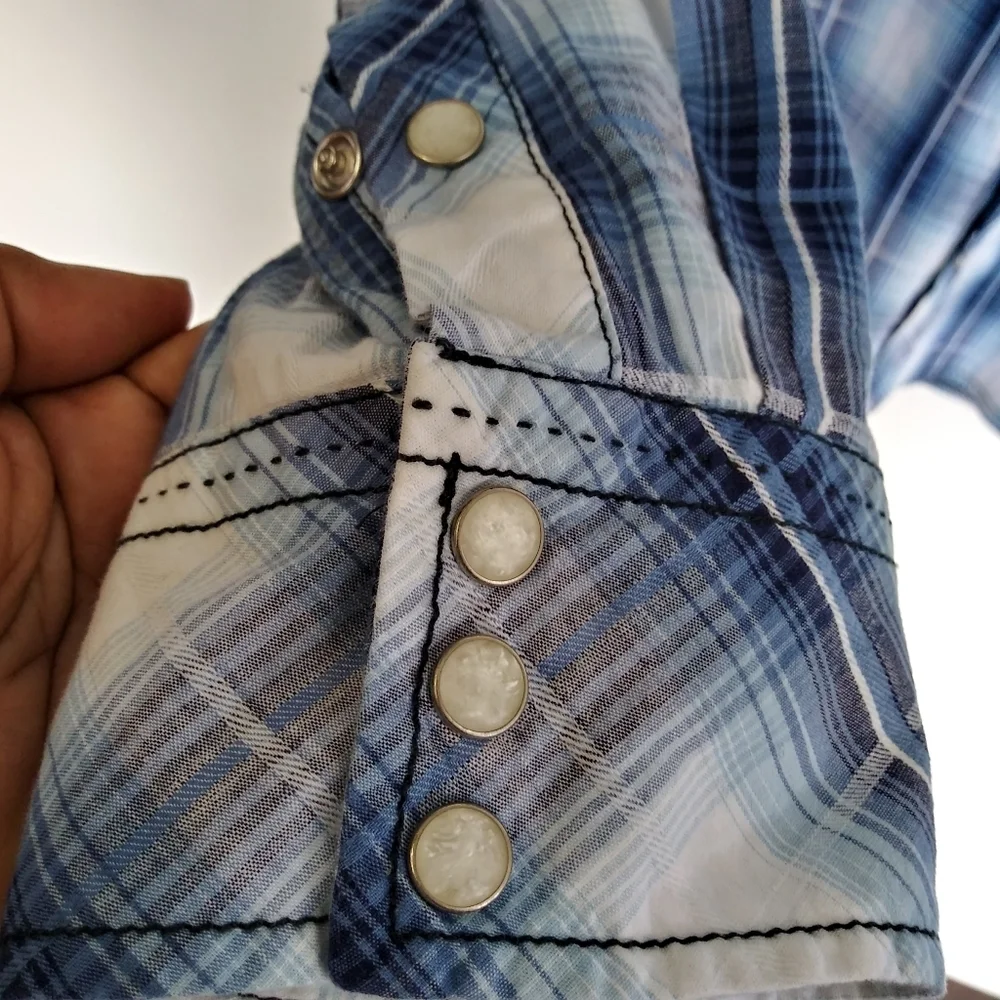 Various Artists | Blue Plaid Western Shirt Sz XL